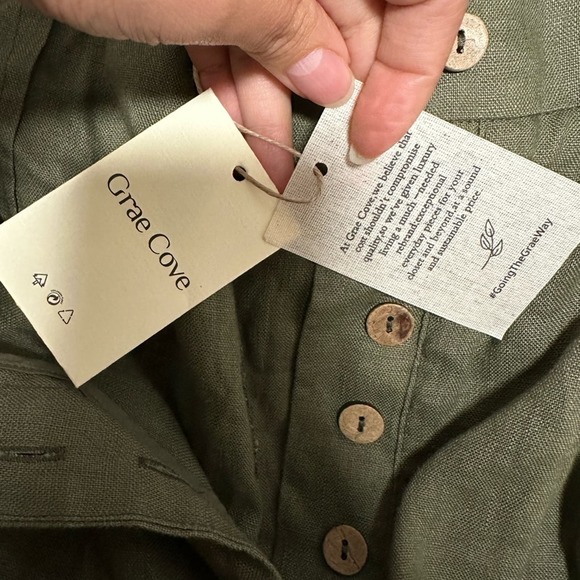 NWT Grae Cove Thalia 100% Linen Button-Fly Palazzo Pants Size Large - Picture 8 of 10